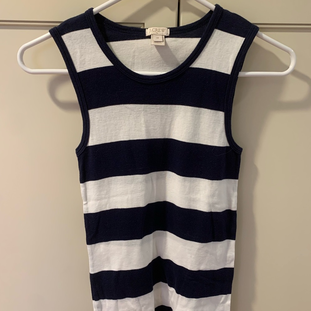 J. Crew Woman’s blue and off white striped tank top. New without tags. XS